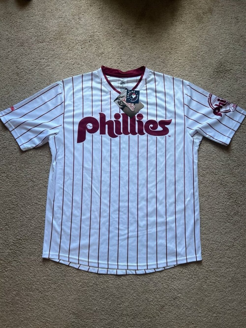 NWT Stitches MLB Philadelphia Phillies Cooperstown Collection Jersey T Shirt XL